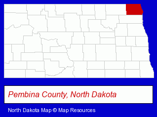 North Dakota map, showing the general location of Dave's Store