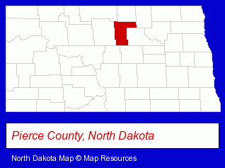 North Dakota map, showing the general location of Rugby Public School District