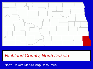 North Dakota map, showing the general location of Colfax Farmers Elevator Inc