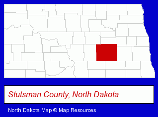 North Dakota map, showing the general location of Russ Davis Wholesale Inc