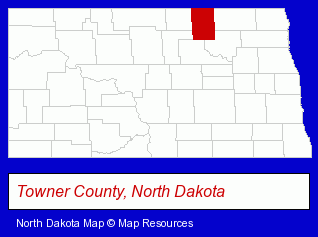North Dakota map, showing the general location of Cando Farmers Grain & Oil Cooperative