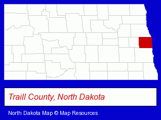 North Dakota map, showing the general location of Central Valley Bean Cooperative