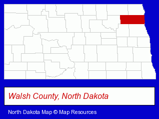 North Dakota map, showing the general location of Park River Bible Camp