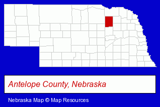 Nebraska map, showing the general location of Clearwater Public Library