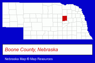 Nebraska map, showing the general location of Cedar Rapids Public Library