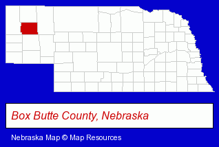 Nebraska map, showing the general location of Alliance Public Library
