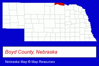 Nebraska map, showing the general location of Butte Implement Company