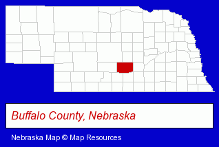 Nebraska map, showing the general location of Kearney Public Schools
