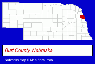 Nebraska map, showing the general location of Johnson & Mock