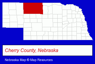 Nebraska map, showing the general location of Valentine Public Library