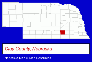 Nebraska map, showing the general location of Clay County Mutual Insurance Company