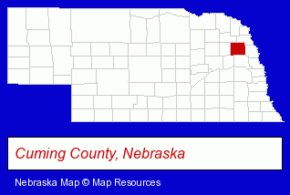 Nebraska map, showing the general location of St Paul's Lutheran School
