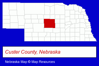 Nebraska map, showing the general location of Central Nebraska Veterinary - Don Cain Jr DVM