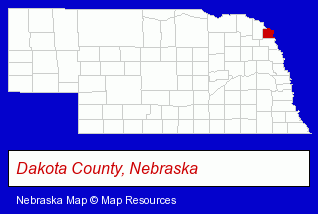 Nebraska map, showing the general location of Siouxland National Bank