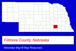Nebraska map, showing the general location of Fillmore County Hospital