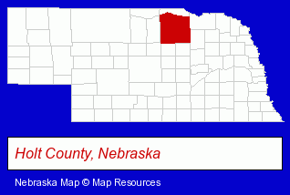 Nebraska map, showing the general location of O'Neill Veterinary Clinic - Kirk Sholes DVM