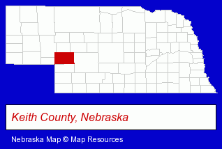 Nebraska map, showing the general location of Silver Thimble Sewing Center