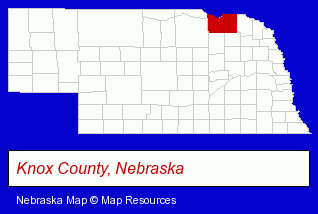 Nebraska map, showing the general location of Tilden Bank