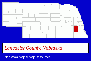 Nebraska map, showing the general location of Lincoln Internal Medicine - Mark D Reida MD