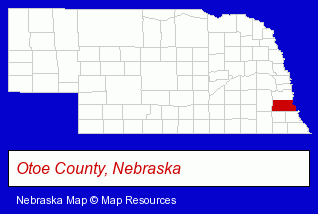 Nebraska map, showing the general location of Little Giant