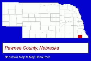 Nebraska map, showing the general location of Pawnee Republican