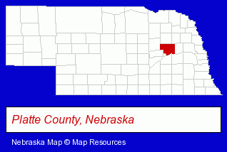 Nebraska map, showing the general location of Dusters