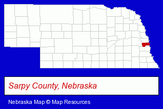 Nebraska map, showing the general location of Adams & Sullivan