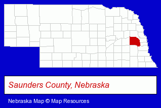 Nebraska map, showing the general location of Nebraska's Bridal Outlet