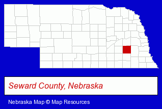 Nebraska map, showing the general location of Seward Memorial Library