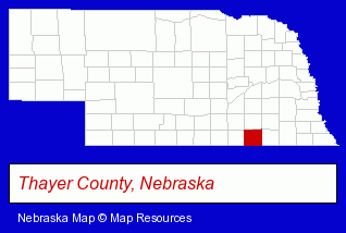 Nebraska map, showing the general location of Aurora Cooperative