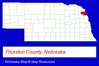 Nebraska map, showing the general location of Ho Chunk Inc