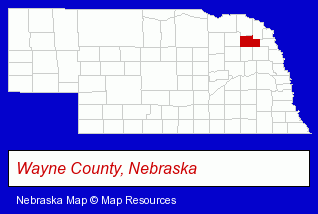 Nebraska map, showing the general location of St Mary's Catholic School