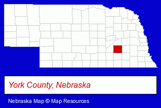 Nebraska map, showing the general location of Epworth Village