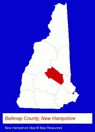 New Hampshire map, showing the general location of Lakes Region Gymnastics Academy