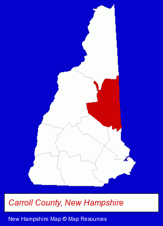 New Hampshire map, showing the general location of Madison Library