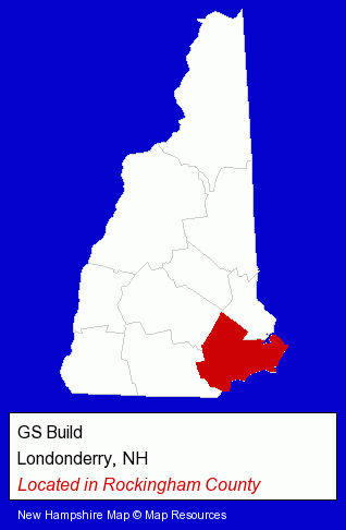 New Hampshire counties map, showing the general location of GS Build