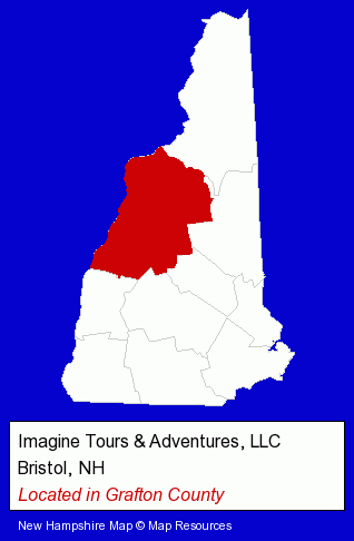 New Hampshire counties map, showing the general location of Imagine Tours & Adventures, LLC