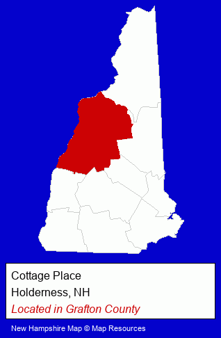 New Hampshire counties map, showing the general location of Cottage Place