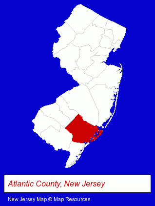 New Jersey map, showing the general location of Artistic Hardware