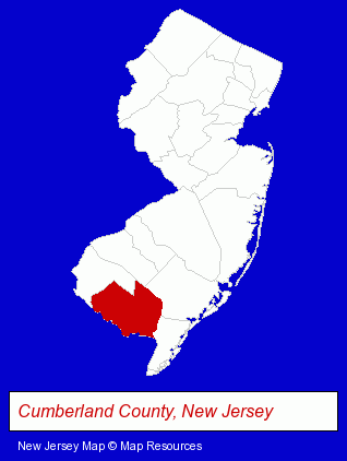 New Jersey map, showing the general location of Hoffman Michael A