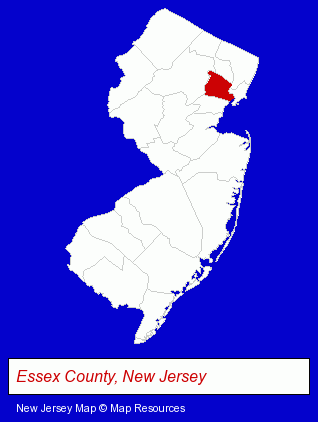 New Jersey map, showing the general location of M G America Inc