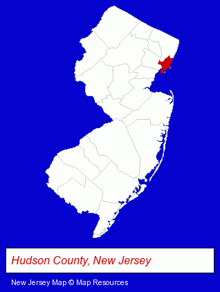New Jersey map, showing the general location of Array Manufacturing Tech