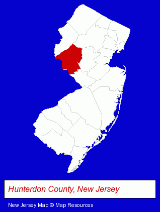 New Jersey map, showing the general location of Spinnery