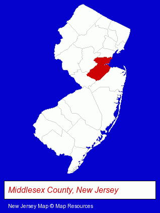 New Jersey map, showing the general location of K K Dental Associates