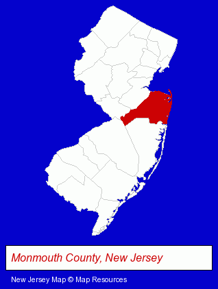 New Jersey map, showing the general location of Gammon Technical Products Inc