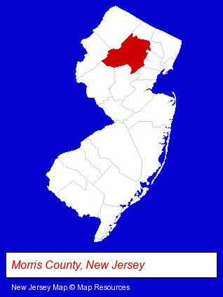 New Jersey map, showing the general location of Denville Diagnostics Imaging
