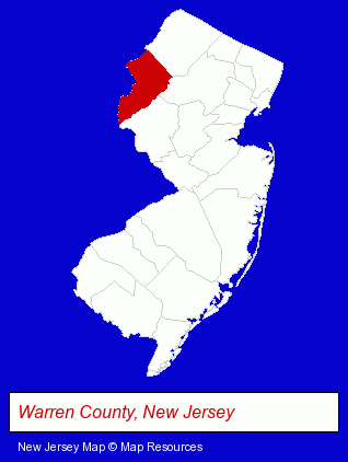 New Jersey map, showing the general location of Delaney Landscaping Company