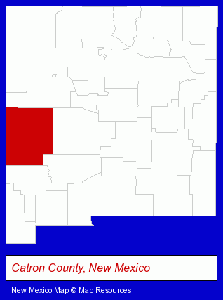 New Mexico map, showing the general location of Quemado Independent School District 2