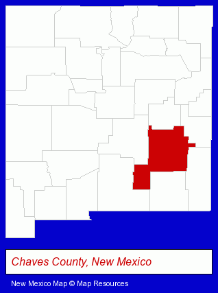 New Mexico map, showing the general location of Roswell Independent School District