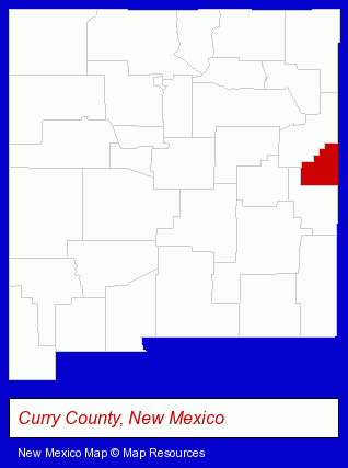 New Mexico map, showing the general location of Curry County Abstract & Title